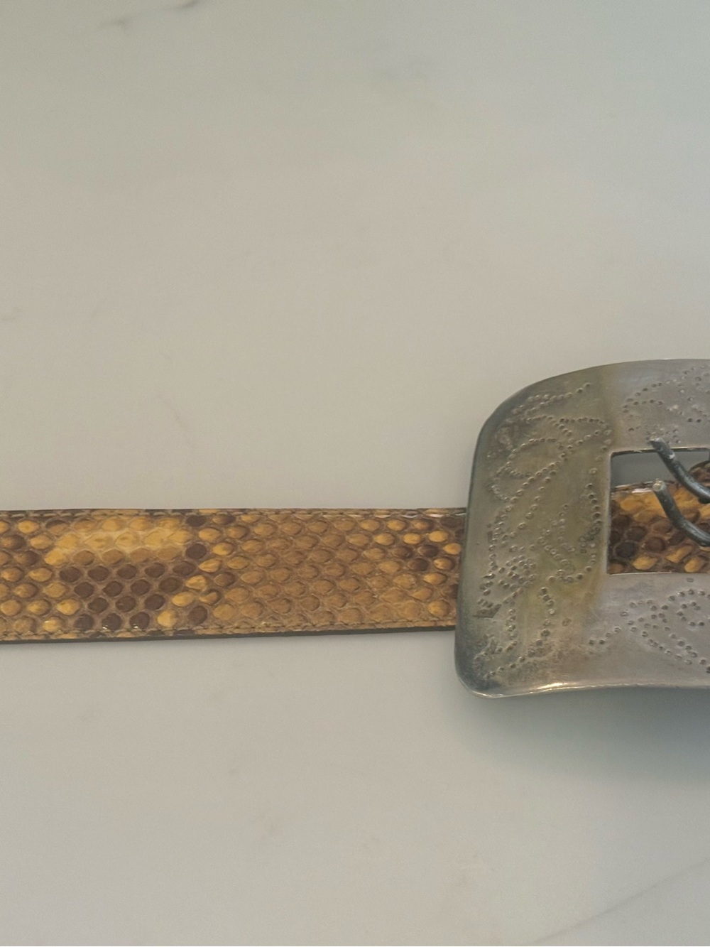 Vintage Ralph Lauren Collection Python belt w/ hand tooled silver plated buckle - Picture 5 of 12